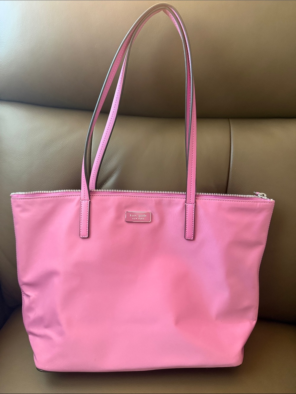 LIKE NEW kate spade Pink Nylon Tote with Double Shoulder Straps